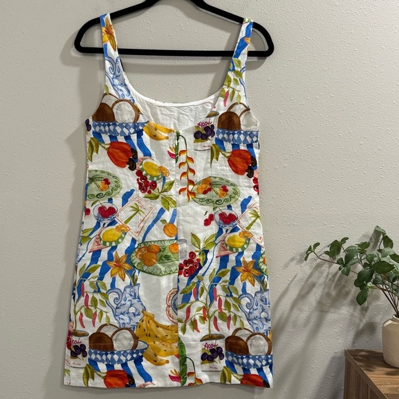 Farm Rio NWT XS Off White Fresh Table Euroflax Premium Linen Mini Dress Elegant - Picture 3 of 9